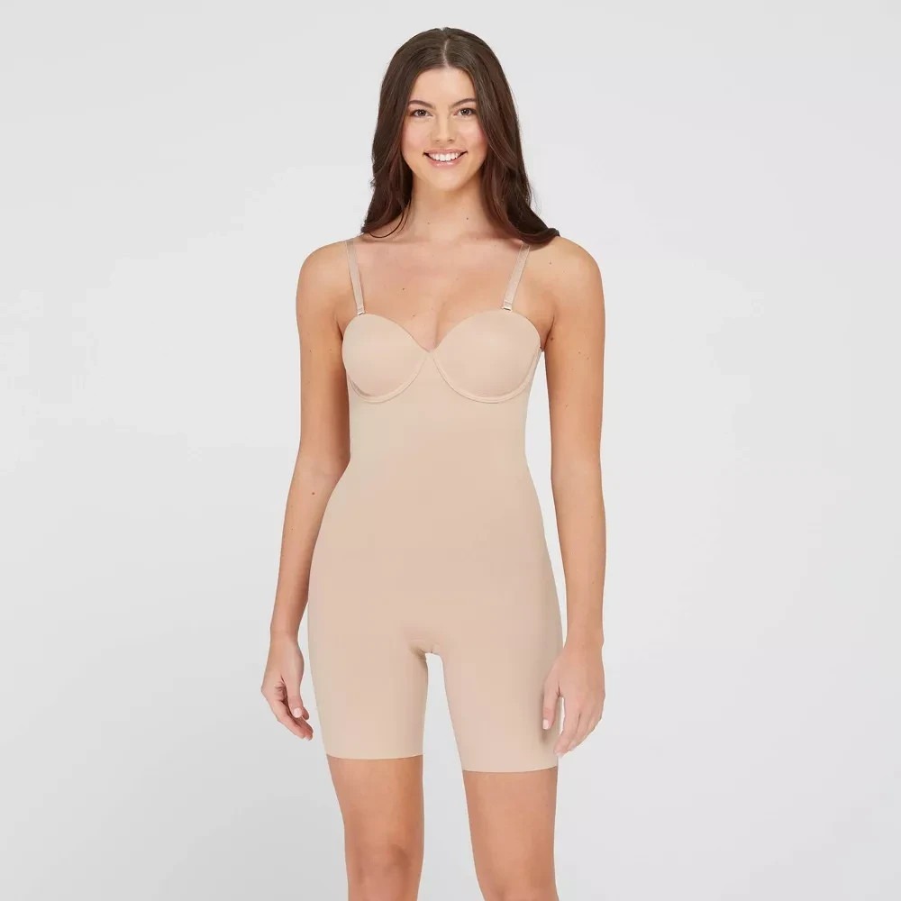 ASSETS by SPANX Flawless Finish Strapless Cupped Bodysuit Beige 1X